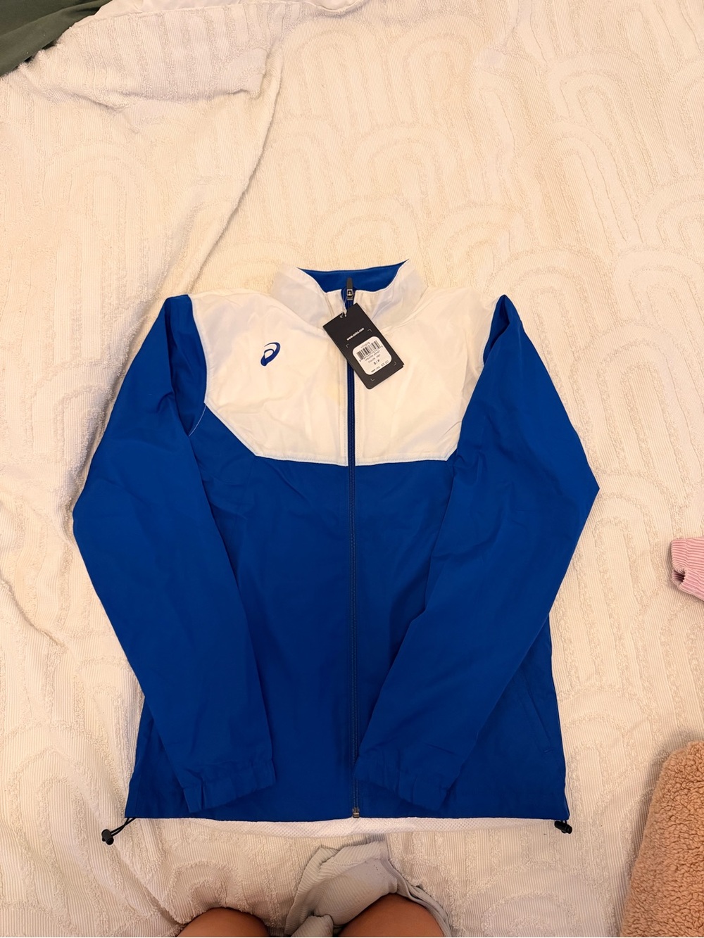 Asics White Jacket with Blue Interior Trim and Zipper